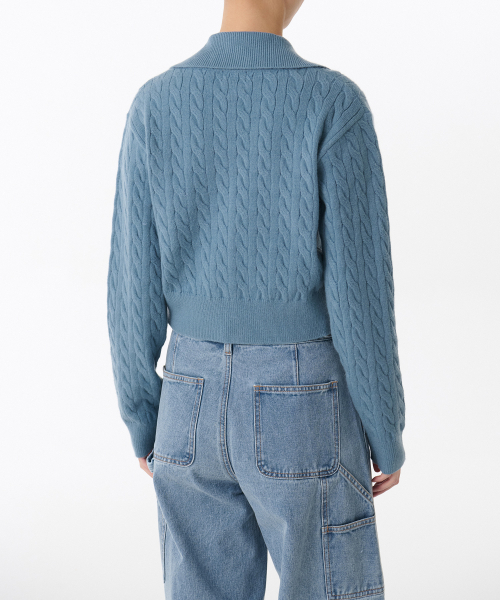 MUSINSA STANDARD WOMAN（ムシンサスタンダードウーマン）の「ウィメンズケーブルニットジップアップ[ブルーグレー]（ニット/セーター・レディース・その他・LARGE/MEDIUM/SMALL/X-SMALL）」の3枚目の写真