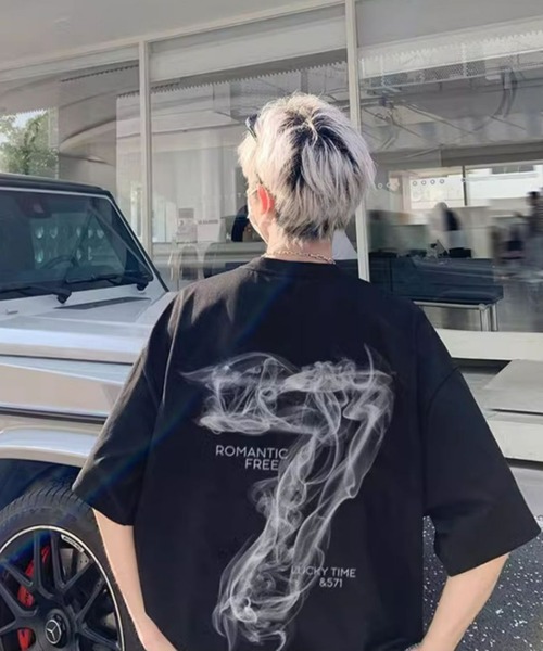 SHEPP（シープ）の「【26年春新作】ニュアンススモークアートプリントルーズフィットT（Tシャツ/カットソー・メンズ・ブラック/ホワイト/チャコール・L/M）」の9枚目の写真