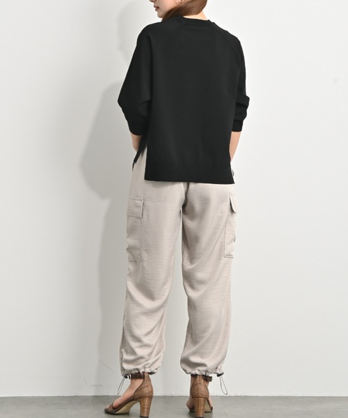 aunt lily(アントリリー)の「上質アセテートブレンド プレミアムニット ラグラン半袖プルオーバー(Tシャツ/カットソー・レディース・ブラック・LL/M/L)」の8枚目の写真