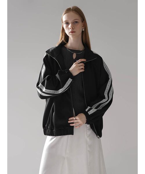 :ETHROF(イーサオブ)の「LACE LINE STAND-NECK JERSEY BLOUSON(その他アウター・レディース・杢グレー/ブラック・FREE)」の3枚目の写真