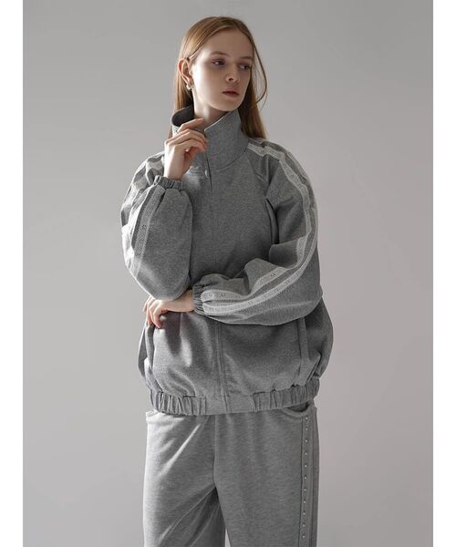 :ETHROF(イーサオブ)の「LACE LINE STAND-NECK JERSEY BLOUSON(その他アウター・レディース・杢グレー/ブラック・FREE)」の4枚目の写真