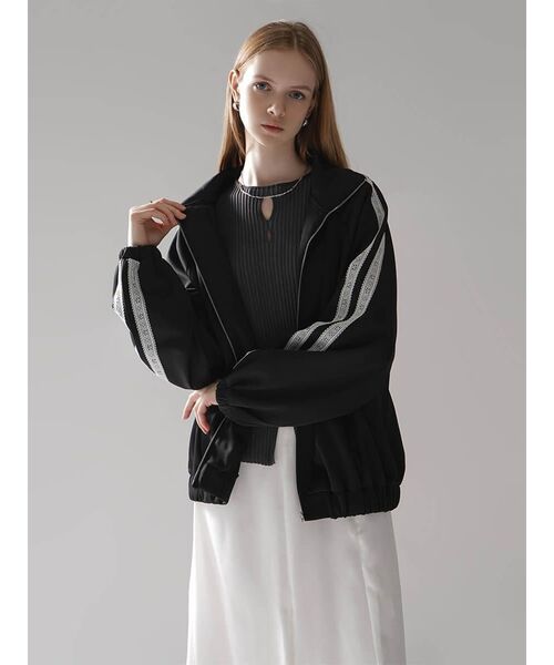 :ETHROF(イーサオブ)の「LACE LINE STAND-NECK JERSEY BLOUSON(その他アウター・レディース・杢グレー/ブラック・FREE)」の5枚目の写真