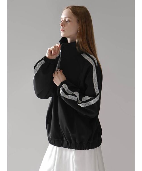 :ETHROF(イーサオブ)の「LACE LINE STAND-NECK JERSEY BLOUSON(その他アウター・レディース・杢グレー/ブラック・FREE)」の11枚目の写真
