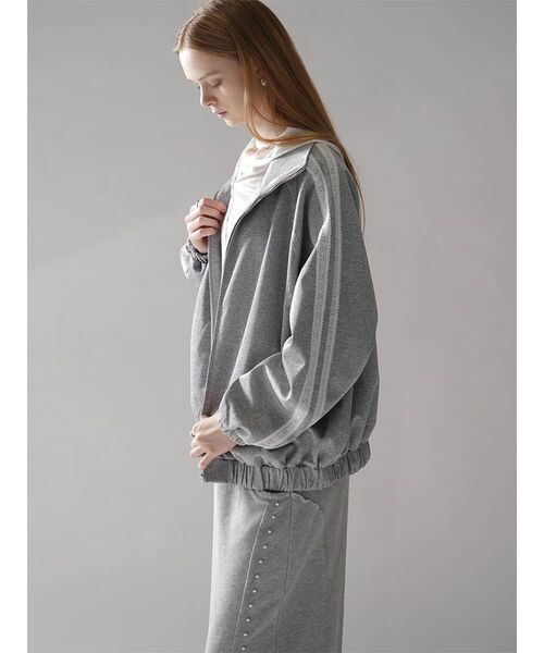 :ETHROF(イーサオブ)の「LACE LINE STAND-NECK JERSEY BLOUSON(その他アウター・レディース・杢グレー/ブラック・FREE)」の16枚目の写真