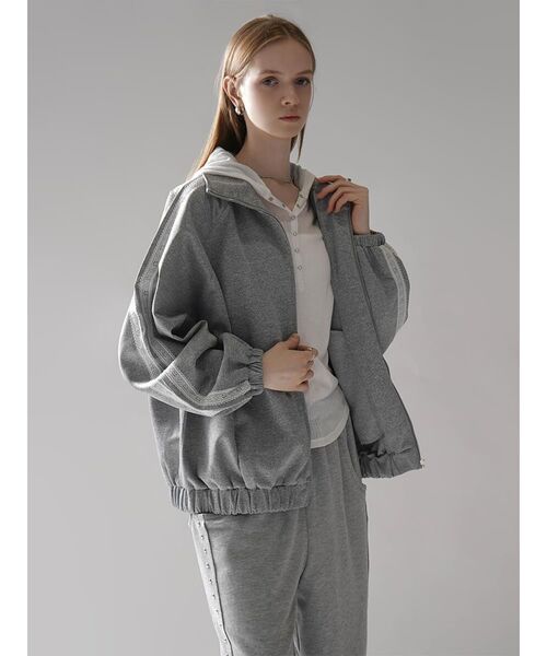 :ETHROF(イーサオブ)の「LACE LINE STAND-NECK JERSEY BLOUSON(その他アウター・レディース・杢グレー/ブラック・FREE)」の17枚目の写真