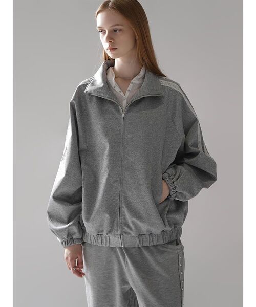 :ETHROF(イーサオブ)の「LACE LINE STAND-NECK JERSEY BLOUSON(その他アウター・レディース・杢グレー/ブラック・FREE)」の19枚目の写真