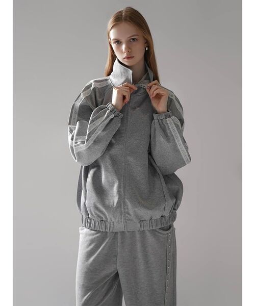 :ETHROF(イーサオブ)の「LACE LINE STAND-NECK JERSEY BLOUSON(その他アウター・レディース・杢グレー/ブラック・FREE)」の21枚目の写真