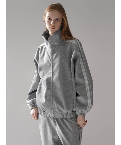 :ETHROF(イーサオブ)の「LACE LINE STAND-NECK JERSEY BLOUSON(その他アウター・レディース・杢グレー/ブラック・FREE)」の22枚目の写真