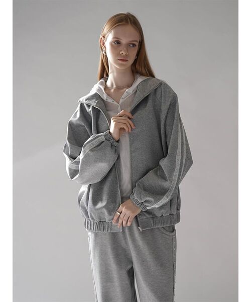 :ETHROF(イーサオブ)の「LACE LINE STAND-NECK JERSEY BLOUSON(その他アウター・レディース・杢グレー/ブラック・FREE)」の1枚目の写真