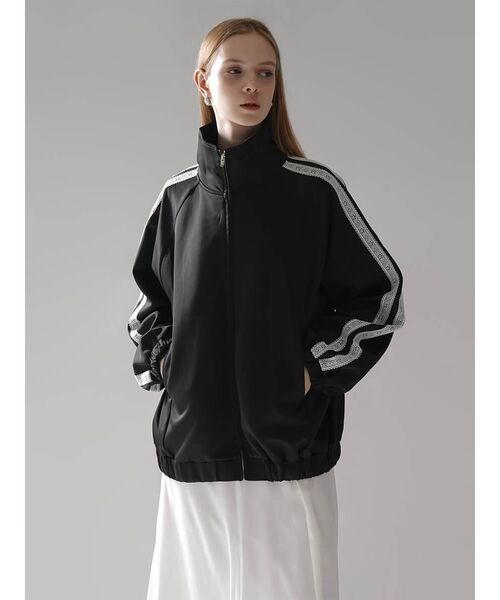 :ETHROF(イーサオブ)の「LACE LINE STAND-NECK JERSEY BLOUSON(その他アウター・レディース・杢グレー/ブラック・FREE)」の2枚目の写真