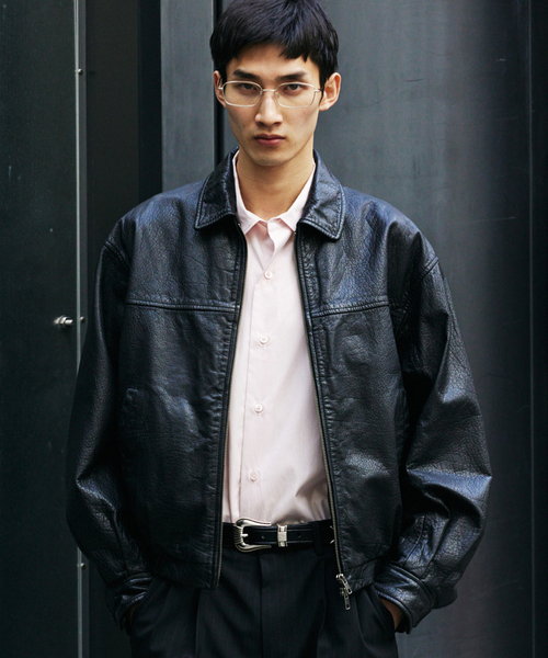 バッファロー レザー ウォッシュ ジップ ブルゾン（ライダース