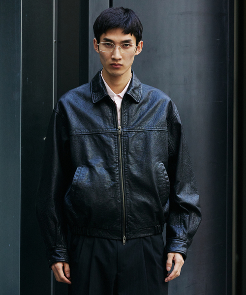 JOURNAL STANDARD（ジャーナルスタンダード）の「バッファロー レザー ウォッシュ ジップ ブルゾン（ライダースジャケット・メンズ・ブラック・MEDIUM/LARGE）」の3枚目の写真