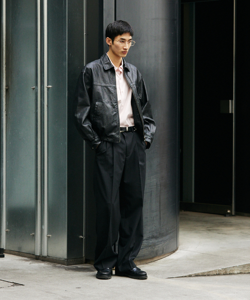JOURNAL STANDARD（ジャーナルスタンダード）の「バッファロー レザー ウォッシュ ジップ ブルゾン（ライダースジャケット・メンズ・ブラック・MEDIUM/LARGE）」の6枚目の写真