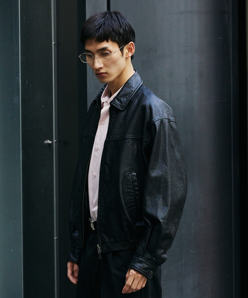 バッファロー レザー ウォッシュ ジップ ブルゾン（ライダース