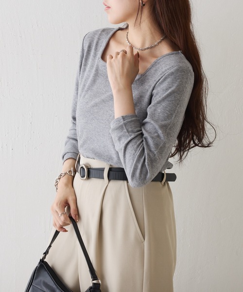 COLONY 2139（コロニートゥーワンスリーナイン）の「起毛フラッフィー前後2WAYネックプルオーバー（Tシャツ/カットソー・レディース・ライトグレー/ピンク/グレー/アイボリー/ブラック・FREE）」の14枚目の写真