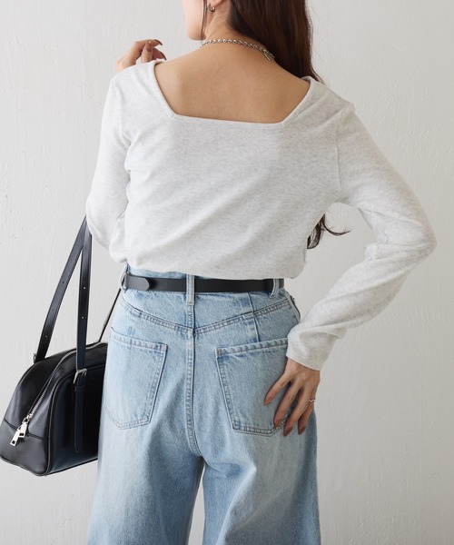 COLONY 2139（コロニートゥーワンスリーナイン）の「起毛フラッフィー前後2WAYネックプルオーバー（Tシャツ/カットソー・レディース・ライトグレー/ピンク/グレー/アイボリー/ブラック・FREE）」の7枚目の写真