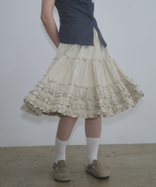 frill midi flared skirt / フリルボリュームスカート（スカート
