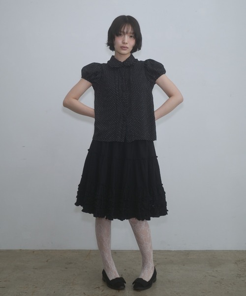 スカート 24aw Frill embroidery skirt frill midi flared skirt / フリルボリュームスカート（スカート