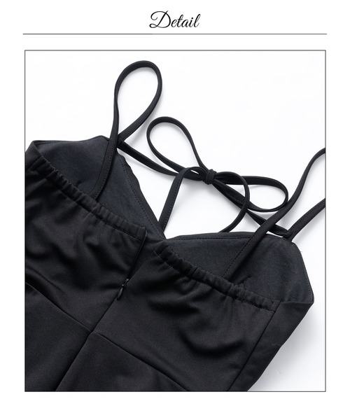 DAZZY(デイジー)の「胸元がセクシーなワンカラーデコルテリボンキャミソール 体型カバー Aライン ミニ丈 キャバドレス(ドレス・レディース・ブラック・S/M/L)」の16枚目の写真