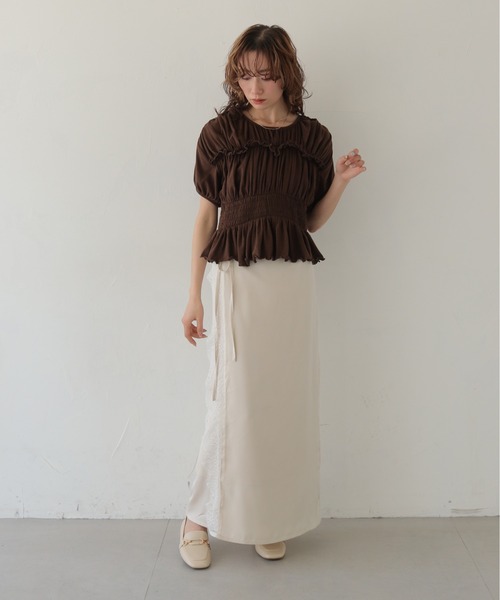 CLEIO（クレイオ）の「【CLEIO】デザインレースサテンスカート DESIGN LACE SATIN SKIRT（スカート・レディース・ベージュ/グリーン系その他/アイボリー・FREE）」の9枚目の写真