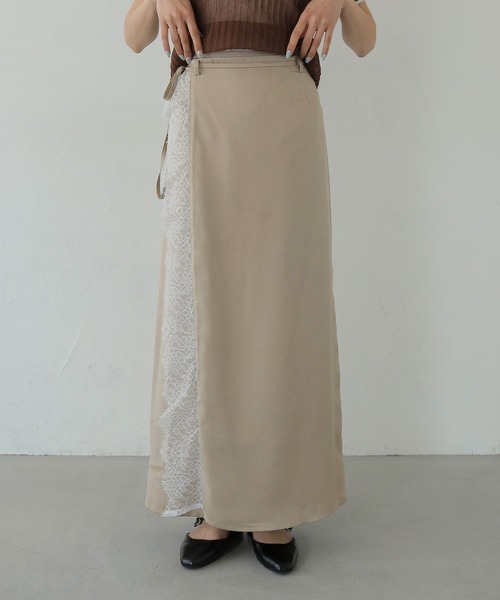 CLEIO（クレイオ）の「【CLEIO】デザインレースサテンスカート DESIGN LACE SATIN SKIRT（スカート・レディース・ベージュ/グリーン系その他/アイボリー・FREE）」の10枚目の写真