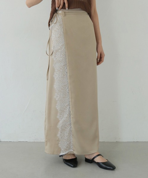 CLEIO（クレイオ）の「【CLEIO】デザインレースサテンスカート DESIGN LACE SATIN SKIRT（スカート・レディース・ベージュ/グリーン系その他/アイボリー・FREE）」の12枚目の写真