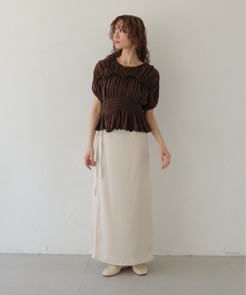 CLEIO（クレイオ）の「【CLEIO】デザインレースサテンスカート DESIGN LACE SATIN SKIRT（スカート・レディース・ベージュ/グリーン系その他/アイボリー・FREE）」の8枚目の写真