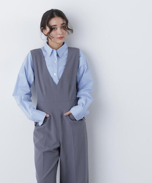 N.（N. Natural Beauty Basic）（エヌエヌナチュラルビューティーベーシック）の「Ｖネックオールインワン（つなぎ/オールインワン・レディース・ベージュ/チャコールグレー・MEDIUM/P/S）」の7枚目の写真