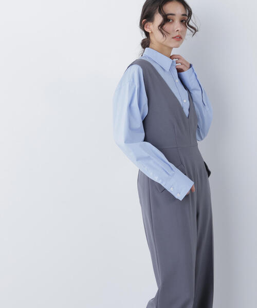 N.（N. Natural Beauty Basic）（エヌエヌナチュラルビューティーベーシック）の「Ｖネックオールインワン（つなぎ/オールインワン・レディース・ベージュ/チャコールグレー・MEDIUM/P/S）」の8枚目の写真