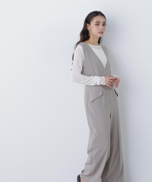N.（N. Natural Beauty Basic）（エヌエヌナチュラルビューティーベーシック）の「Ｖネックオールインワン（つなぎ/オールインワン・レディース・ベージュ/チャコールグレー・MEDIUM/P/S）」の17枚目の写真