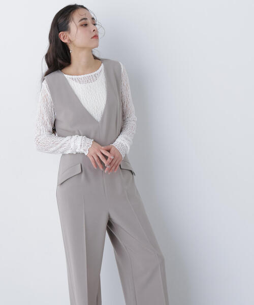 N.（N. Natural Beauty Basic）（エヌエヌナチュラルビューティーベーシック）の「Ｖネックオールインワン（つなぎ/オールインワン・レディース・ベージュ/チャコールグレー・MEDIUM/P/S）」の20枚目の写真