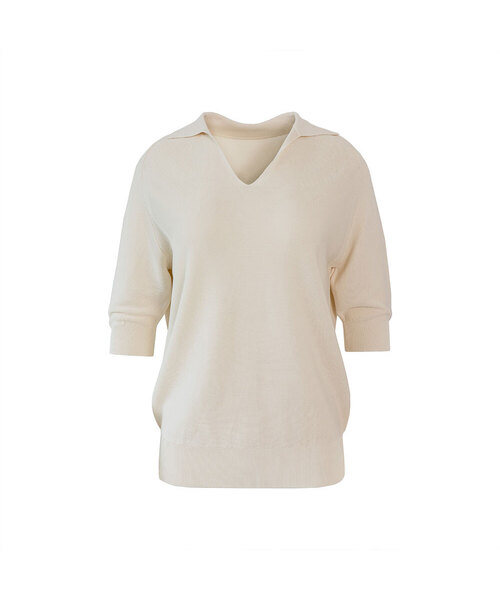 VASCARA(バスカラ)の「V Collar Neck Raglan Half Sleeve Knitwear (5colors)(Tシャツ/カットソー・レディース・ブラック/ライトベージュ/カーキ/ライトブルー/コーラル・FREE)」の2枚目の写真