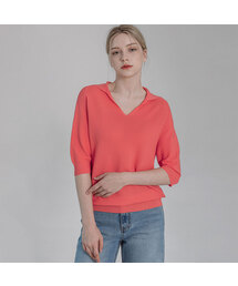 V Collar Neck Raglan Half Sleeve Knitwear (5colors)