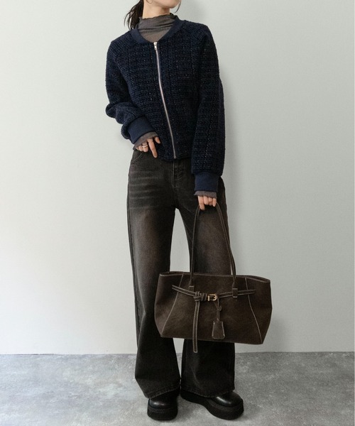 on:nue】[着用動画あり！] ラメツイードクロップドブルゾン /2026 SS