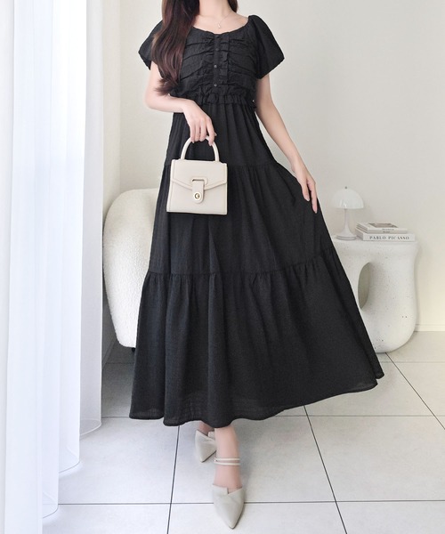 【美品】定価2.9万✴︎BEARDSLEY ビッグポロワンピース　ブラック セール】【mily bilet】甘さの中に、ほんのり大人っぽさを♪オフショル