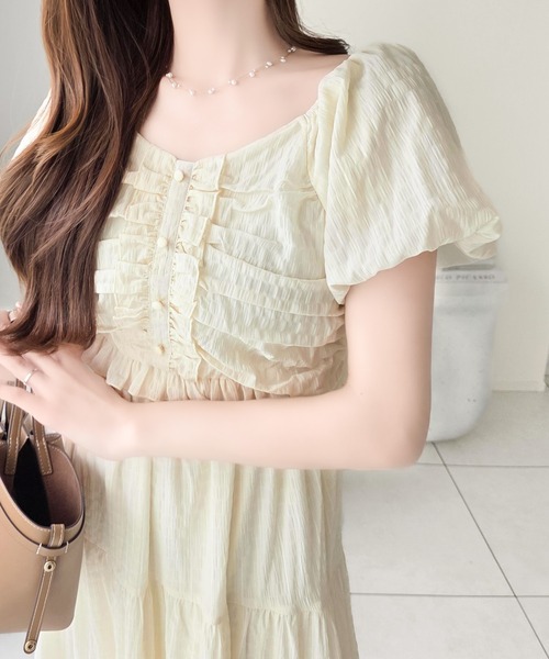 mily bilet(ミウィビレット)の「【mily bilet】甘さの中に、ほんのり大人っぽさを♪オフショル2wayギャザードッキングロングワンピース(ワンピース・レディース・ブラウン/アイボリー/ブラック・MEDIUM/SMALL/LARGE/X-LARGE)」の4枚目の写真