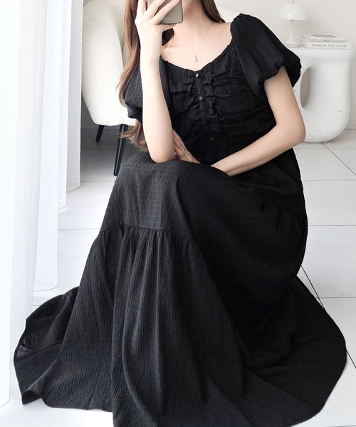 mily bilet(ミウィビレット)の「【mily bilet】甘さの中に、ほんのり大人っぽさを♪オフショル2wayギャザードッキングロングワンピース(ワンピース・レディース・ブラウン/アイボリー/ブラック・MEDIUM/SMALL/LARGE/X-LARGE)」の12枚目の写真