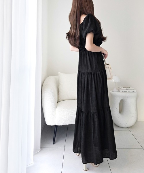 mily bilet(ミウィビレット)の「【mily bilet】甘さの中に、ほんのり大人っぽさを♪オフショル2wayギャザードッキングロングワンピース(ワンピース・レディース・ブラウン/アイボリー/ブラック・MEDIUM/SMALL/LARGE/X-LARGE)」の18枚目の写真