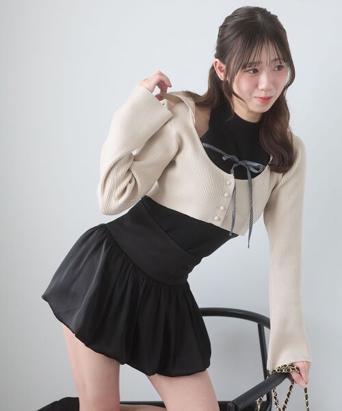 MAJESTIC LEGON（マジェスティックレゴン）の「アメスリニットセットフーディカーデ（カーディガン/ボレロ・レディース・ホワイト系その他2/グレー系その他3/グレー系その他2/アイボリー・MEDIUM）」の2枚目の写真