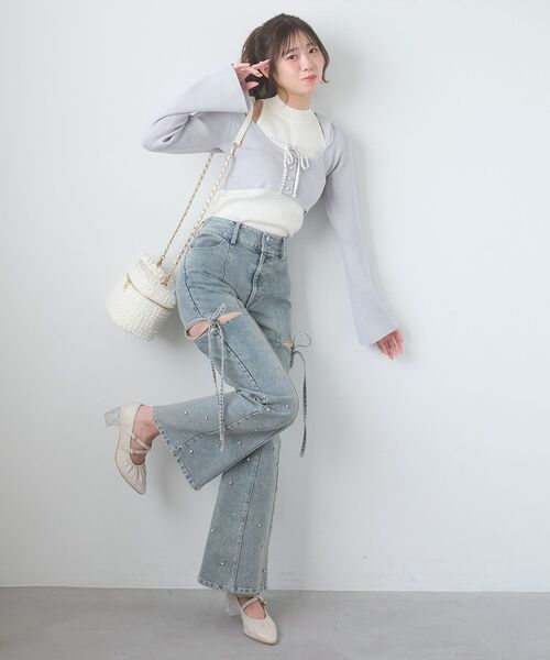 MAJESTIC LEGON（マジェスティックレゴン）の「アメスリニットセットフーディカーデ（カーディガン/ボレロ・レディース・ホワイト系その他2/グレー系その他3/グレー系その他2/アイボリー・MEDIUM）」の10枚目の写真