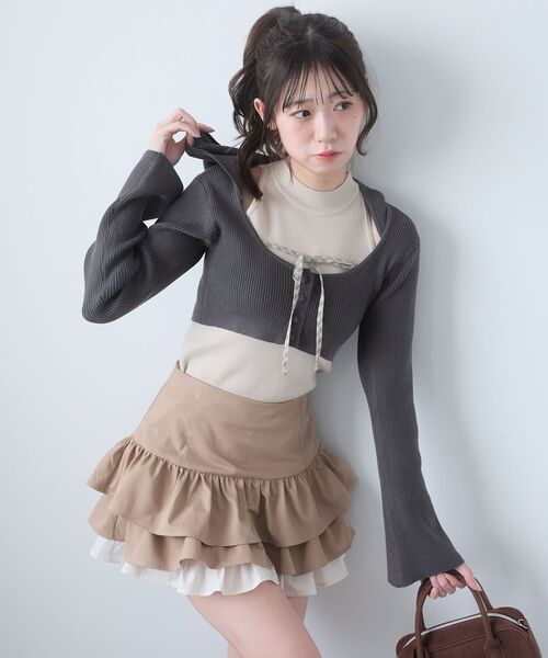 MAJESTIC LEGON（マジェスティックレゴン）の「アメスリニットセットフーディカーデ（カーディガン/ボレロ・レディース・ホワイト系その他2/グレー系その他3/グレー系その他2/アイボリー・MEDIUM）」の14枚目の写真