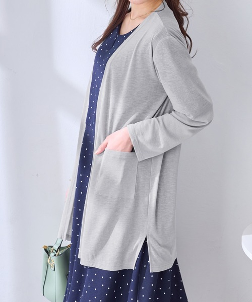 alotta(アロッタ)の「さらっと軽いサマーカーディガン ミドル丈(カーディガン/ボレロ・レディース・ネイビー/ライトグレー/ライトブルー/ブラック・M/L/LL)」の10枚目の写真