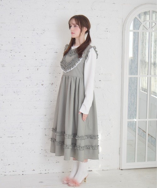 Lolime by mellfy memory(ロリミー バイ メルフィーメモリー)の「frill heart long dress(ワンピース・レディース・ピンク/グレー・M/LL)」の8枚目の写真