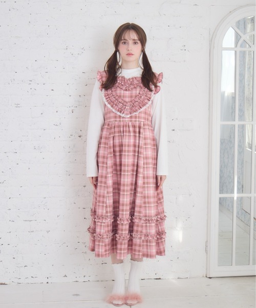 Lolime by mellfy memory(ロリミー バイ メルフィーメモリー)の「frill heart long dress(ワンピース・レディース・ピンク/グレー・M/LL)」の9枚目の写真
