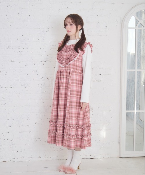 Lolime by mellfy memory(ロリミー バイ メルフィーメモリー)の「frill heart long dress(ワンピース・レディース・ピンク/グレー・M/LL)」の10枚目の写真
