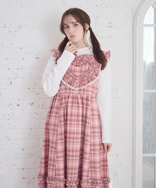 Lolime by mellfy memory(ロリミー バイ メルフィーメモリー)の「frill heart long dress(ワンピース・レディース・ピンク/グレー・M/LL)」の5枚目の写真