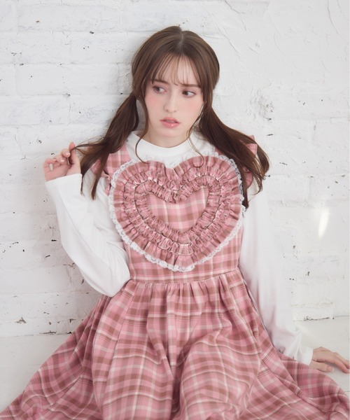 Lolime by mellfy memory(ロリミー バイ メルフィーメモリー)の「frill heart long dress(ワンピース・レディース・ピンク/グレー・M/LL)」の4枚目の写真
