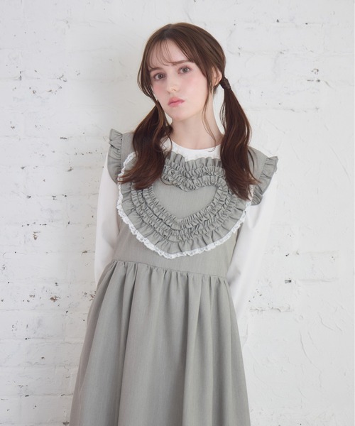 Lolime by mellfy memory(ロリミー バイ メルフィーメモリー)の「frill heart long dress(ワンピース・レディース・ピンク/グレー・M/LL)」の3枚目の写真