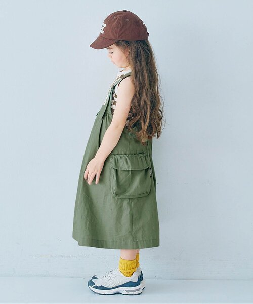 p.premier（ピードットプルミエ）の「BIGポケットジャンスカ（ジャンパースカート・キッズ・カーキ/チャコール/キャメル・120/110/90/140/130/80/100）」の11枚目の写真