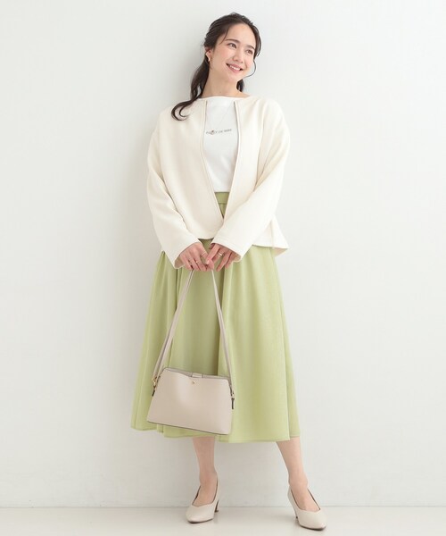 SHOO・LA・RUE（シューラルー）の「【セットアップ可/S－LL/なめらかタッチ】大人のきれいめスタイルに ノーカラージップブルゾン（ブルゾン・レディース・アイボリー/ネイビー/ナチュラル・04/03/02/01）」の10枚目の写真